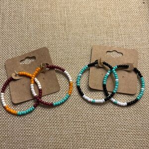 Colorful Beaded Hoop Earrings Set